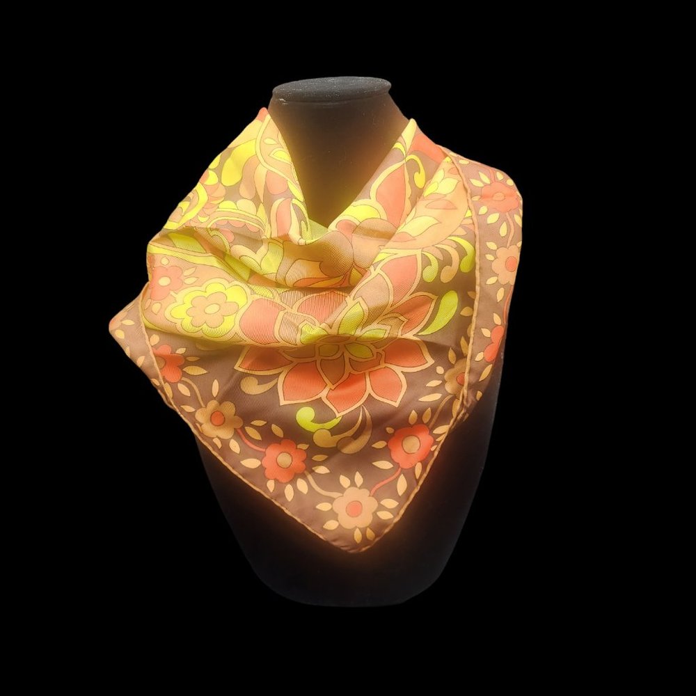Vintage Psychedelic Print Silk Scarf 26x26